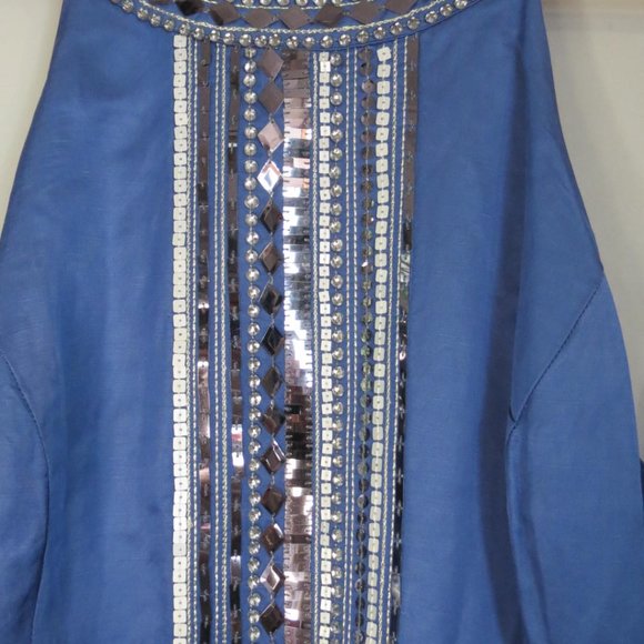 MONSOON - linen blend - embellished artisan dress - size - UK 18. - Picture 3 of 6